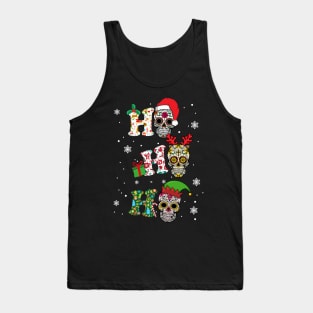 Funny Xmas Ho Ho Ho Sugar Skull Christmas Tank Top